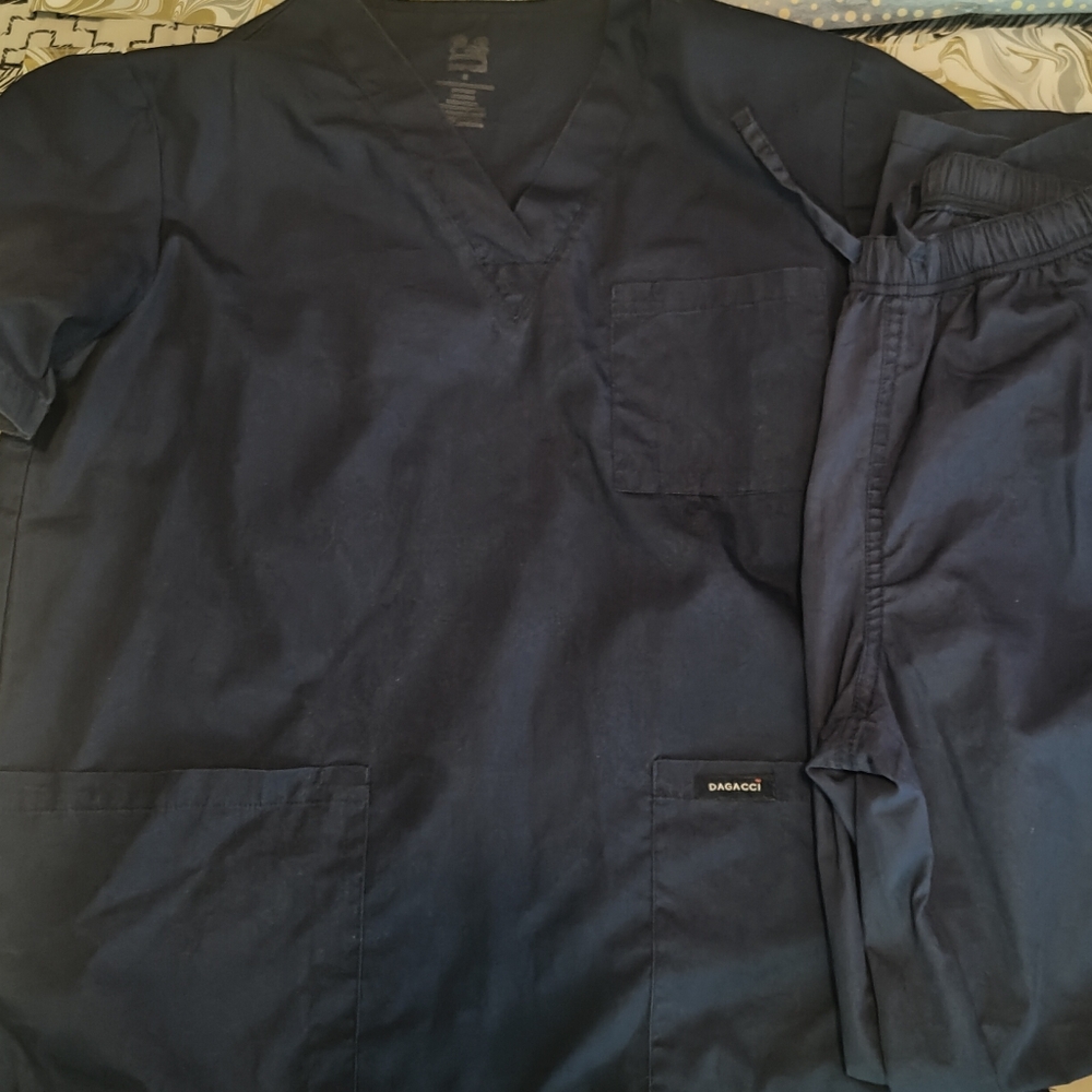 Dark Blue Short Sleeve Scrub Top